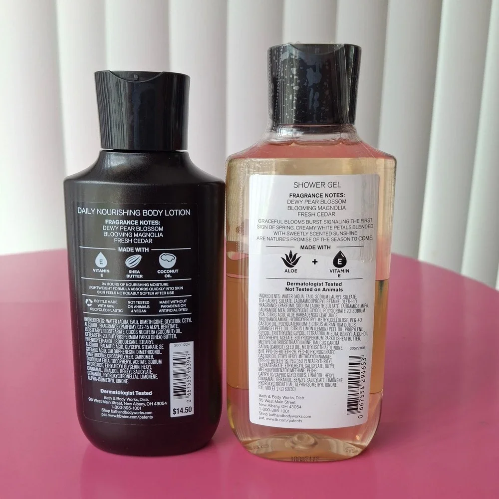 Bath & Body Works MAGNOLIA CHARM Shower Gel Wash Body Lotion Set of 2